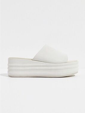 Free People Cream Platform Slide Sandals